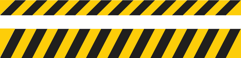 Black and yellow security tape floor marking icon set isolated on white . Vector illustration