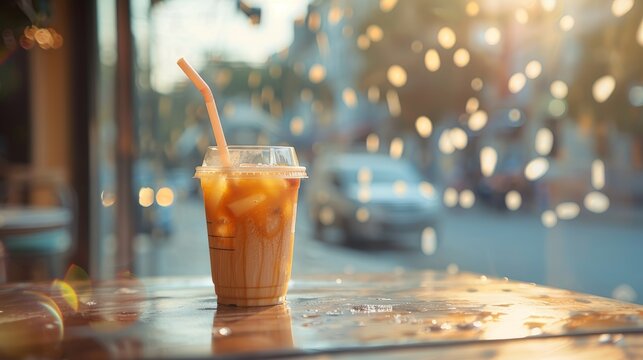 Iced Coffee With Straw on Table