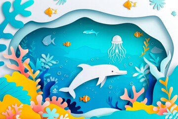 Fototapeta premium World Ocean Day poster with text 