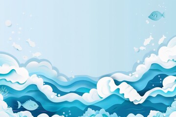World Ocean Day banner design with a blue water wave background. view of ocean waves in the background and copy space for international World Ocean Day in the modern style.