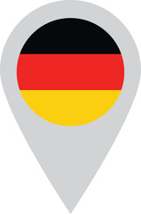 Germany map pin icon isolated on white background . Germany flag map marker location pin icon vector