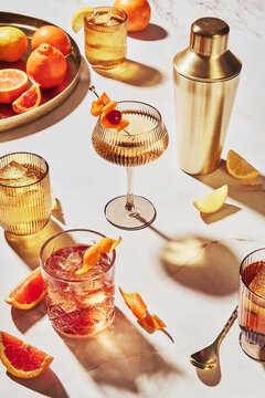 Citrus Mocktails on Marble Bartop