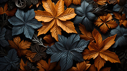 Gears Autumn brown leaf pattern