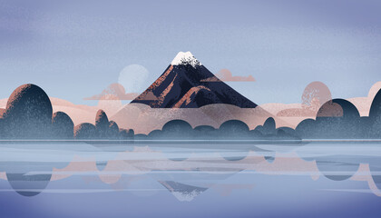 Mount Fuji with reflection on Lake Kawaguchi