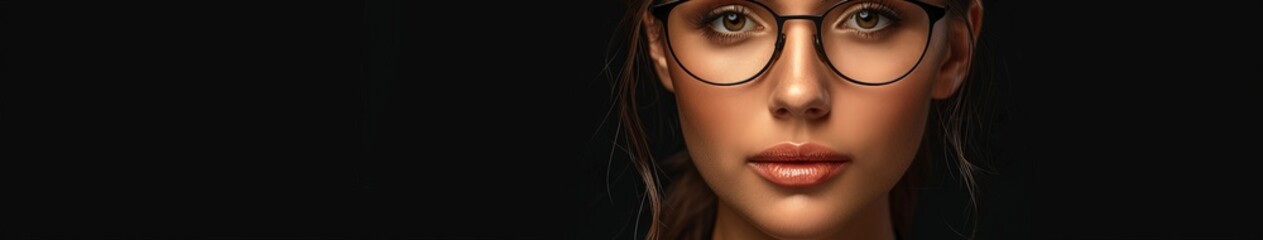 Woman With Glasses Looking Intently