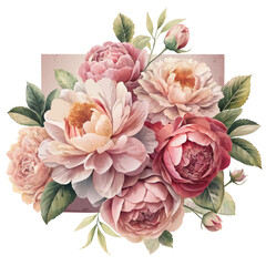 a painting of flowers from the garden of peonies