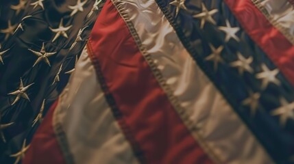 Close Up of American Flag With Stars