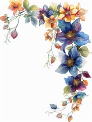 Watercolor Painting of Flowers on a White Background
