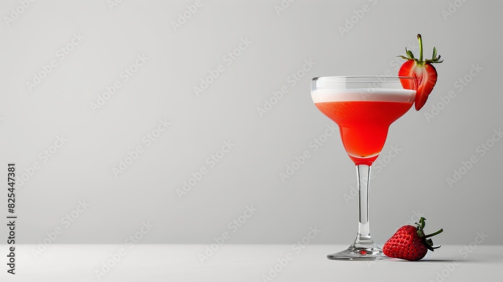 Wall mural red drink with strawberry on rim