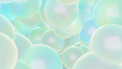 Transparent 3D abstract bubbles in soft pastel colors