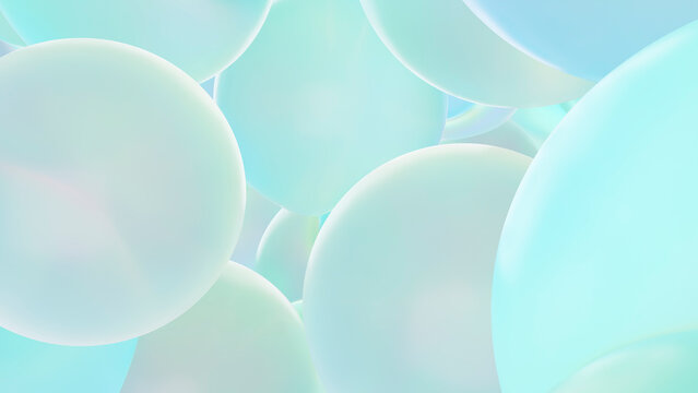 Transparent 3D abstract bubbles in soft pastel colors