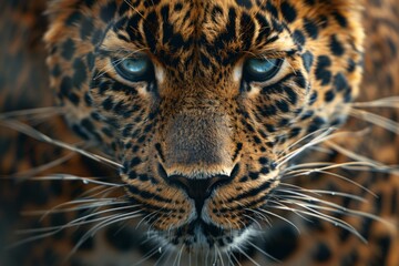 Fototapeta premium Close Up of a Leopards Face With Blue Eyes