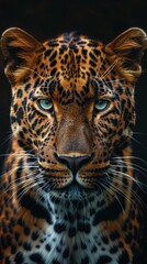 Obraz premium Close Up of a Leopards Face With Blue Eyes