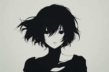 Fototapeta premium minimalist art, anime characters head facing frontward