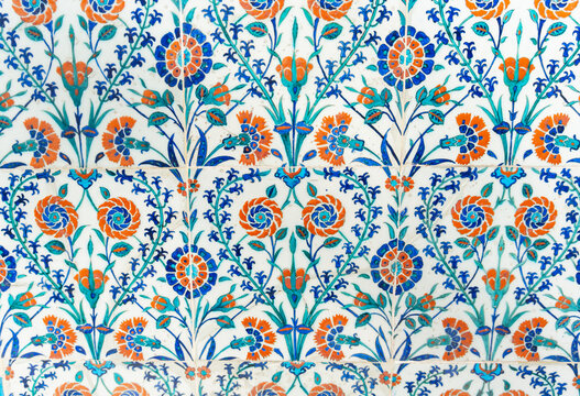 Colorful Tiles In A Mosque Facade.