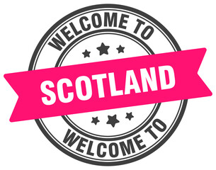 Welcome to Scotland stamp. Scotland round sign