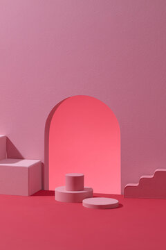 Abstract background with geometric forms and podiums