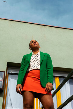 low angle woman portrait