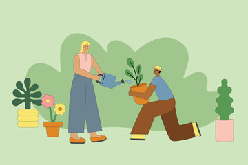 man and woman working in the garden