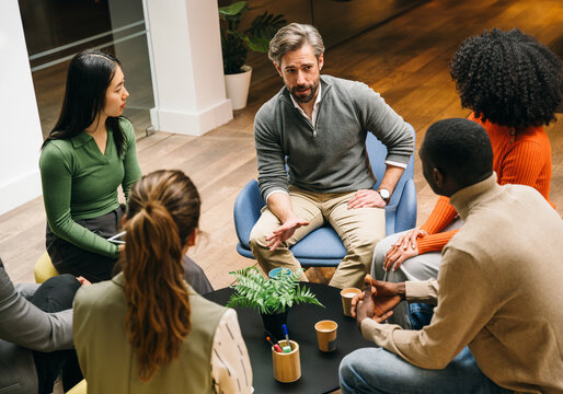 Diverse team in a collaborative office meeting