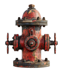 Fototapeta premium Vintage red fire hydrant, cut out - stock png.