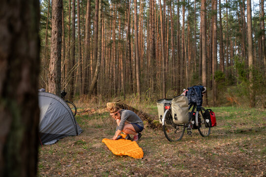 Woman Camping In The Nature