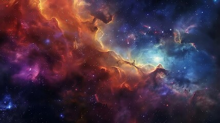 A lone figure stands on a celestial bridge overlooking a vast expanse of nebulae.