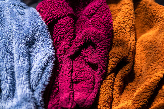 Colorful warm clothing Texture Close-up
