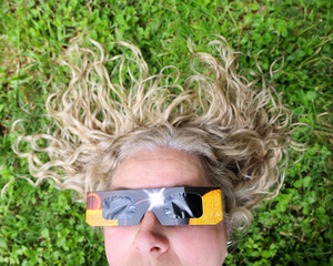 Mature Woman Watching Eclipse