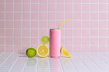 Mockup cans of lemon flavored drinks
