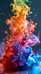 Fototapeta premium Multicolored Liquid Splashing Into Body of Water