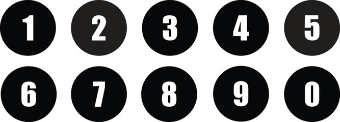 Round numbers from 0 to 9 for education . Number bullet icon vector. Numbers set