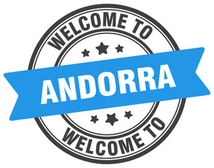 Welcome to Andorra stamp. Andorra round sign