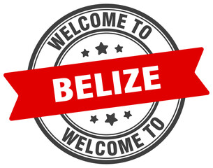 Welcome to Belize stamp. Belize round sign