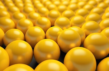 Abstract 3d render of composition with yellow spheres