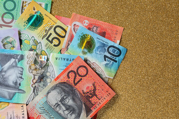 Australian money of different values in cash bills