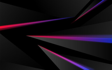 Gray black abstract background with glowing color gradient lines