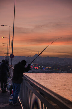Sky Ablaze, Lines Cast: Galata Bridge at Sunset