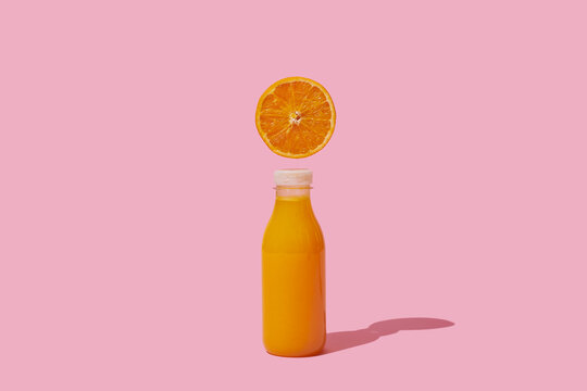 orange juice in a plastic bottle