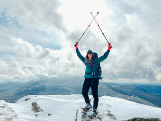 UGC of happy hiker who reached summit in  White Mountains NH