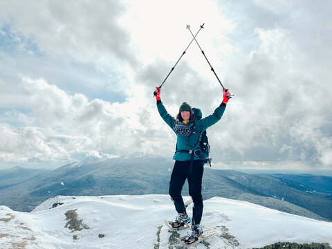 UGC of happy hiker who reached summit in  White Mountains NH