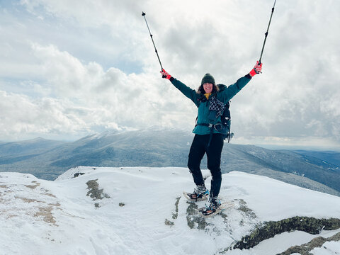 UGC of happy hiker who reached summit in  White Mountains NH