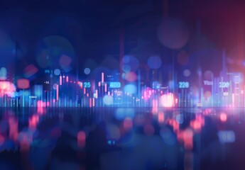 Stock market graph with candlestick charts and line graphs 