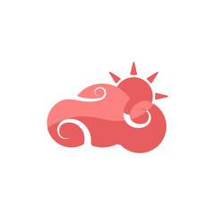 Set of clouds in Japanese style vector. Red clouds in the sky icon. A collection of Chinese traditional luxury clouds. Sunrise and sunset vector. Weather conditions. Vector illustration.