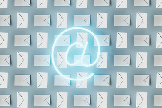 3D Render of Envelopes and Email Icon