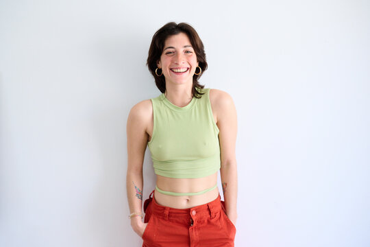 Sincere laughter looking at the camera