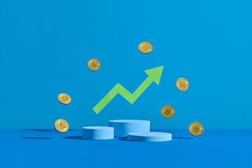 Coins Bitcoin Cryptocurrency concept of blockchain technology,