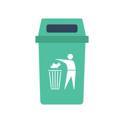 Isolated green trash bin symbol 
