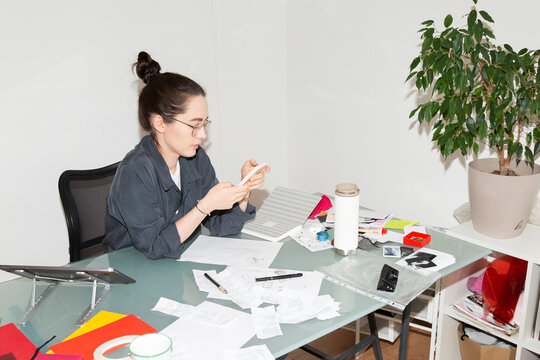 Focused Employee Checking Financial Documents