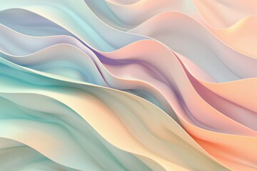 Abstract background featuring smooth wavy patterns in soft pastel colors, ideal for creating a tranquil and soothing backdrop for various designs and artistic projects